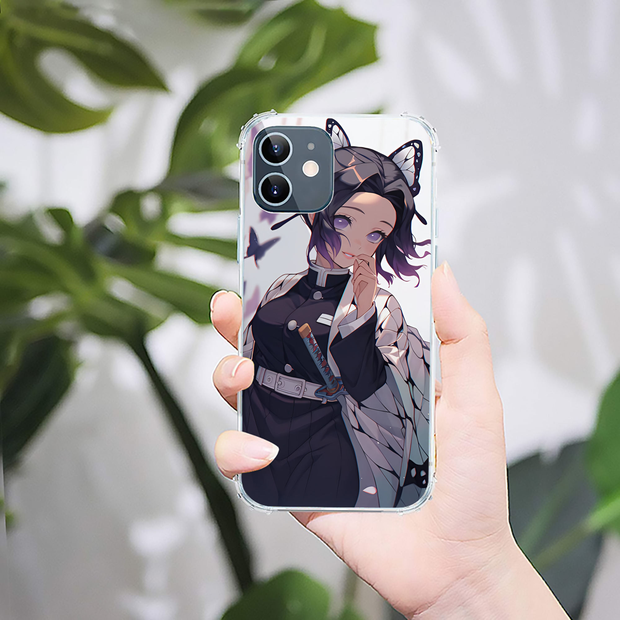 （画像用） 鬼滅の刃（きめつのやいば）蟲柱-胡蝶 しのぶ／こちょう しのぶ Kochou Shinobu 【iPhone 12シリーズ対応】透明スマホケース（クリアソフトケース）